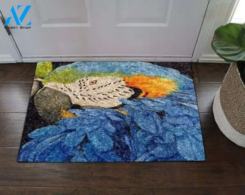 Parrot Blue Feathers Doormat Welcome Mat House Warming Gift Home Decor Funny Doormat Gift Idea