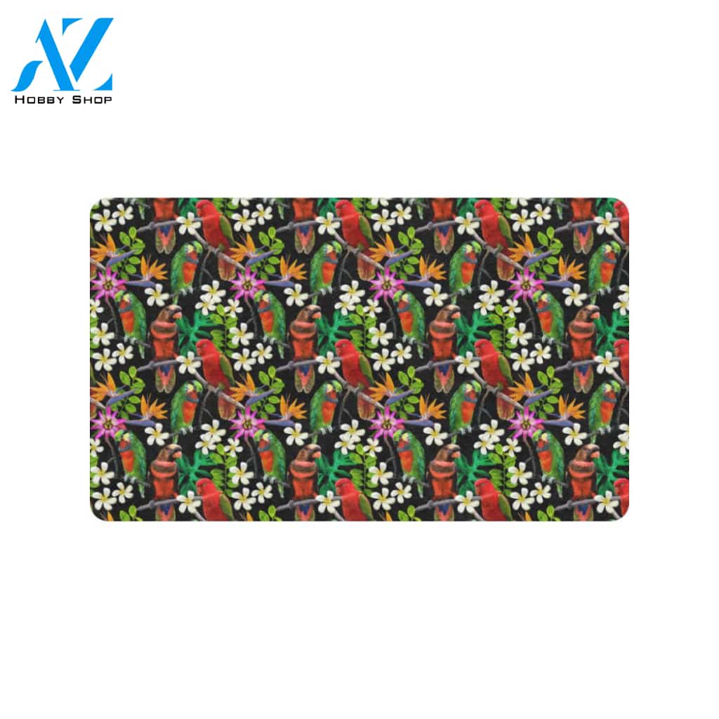 Parrot Design Print Rubber Doormat