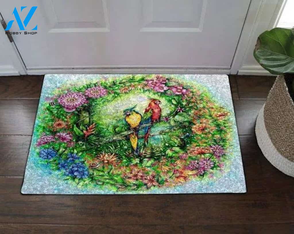Parrot Flowering Doormat Funny Welcome Mat Housewarming Gift Home Decor Funny Doormat Gift For Friend