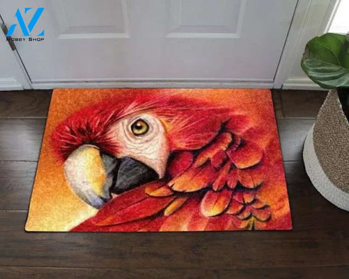 Parrot Red Feathers Color Doormat Housewarming Gift Family Welcome Mat Gift For Friend Family