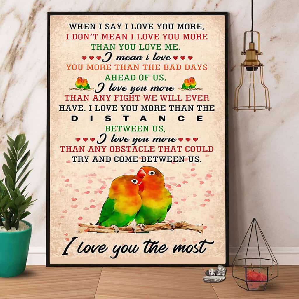 Parrots I Love You The Most Paper Poster No Frame Matte Canvas Wall Decor