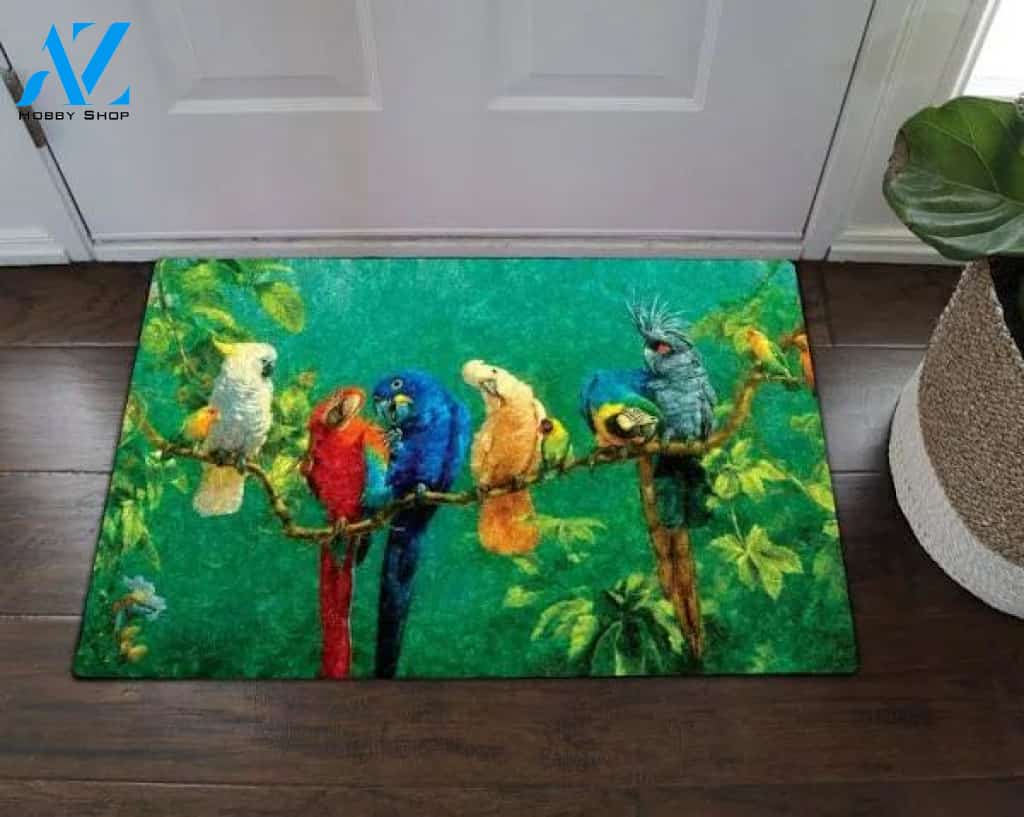 Parrots In The Forest Doormat Housewarming Gift Family Welcome Mat Gift For Friend Family