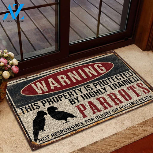 Parrots Warning Highly Trained Doormat