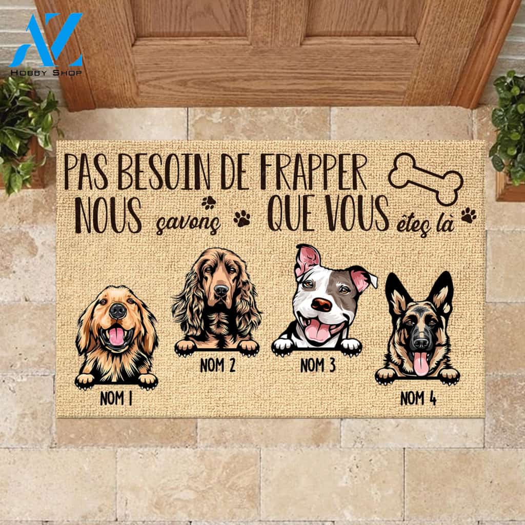 Pas besosin de frapper French - Funny Personalized Dog Doormat 
