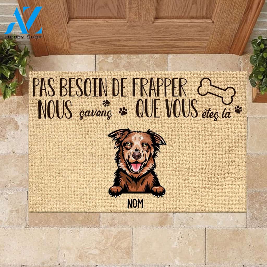 Pas besosin de frapper French - Funny Personalized Dog Doormat 