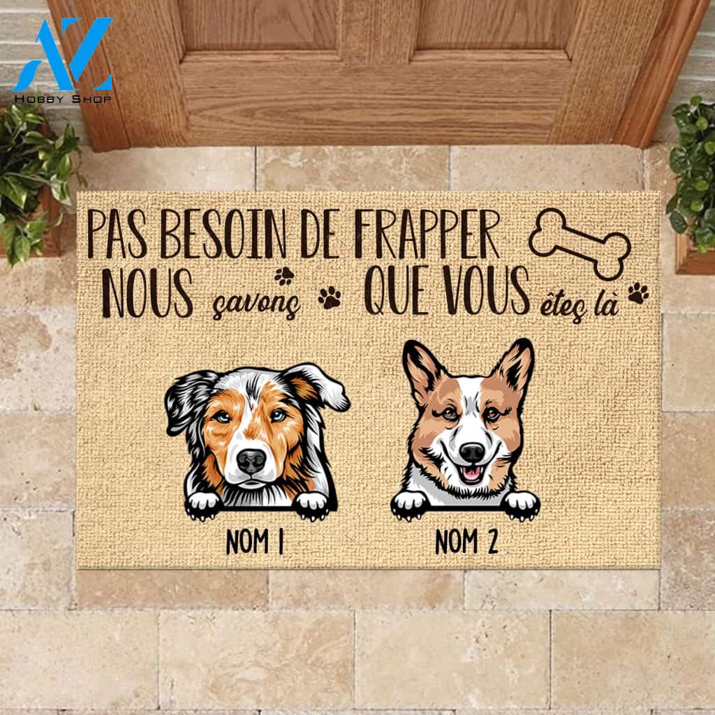 Pas besosin de frapper French - Funny Personalized Dog Doormat 