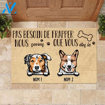 Pas besosin de frapper French - Funny Personalized Dog Doormat 
