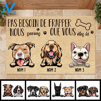 Pas besosin de frapper French - Funny Personalized Dog Doormat 