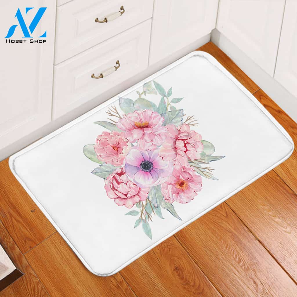 Pastel Flowers Door Mat