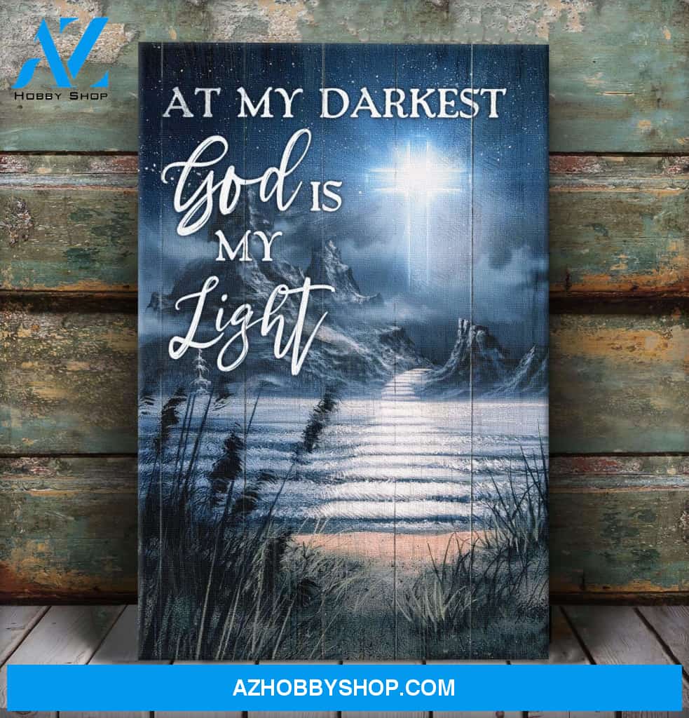 Path on water - At my darkest God is my light Jesus Portrait Canvas Prints - Wall Art