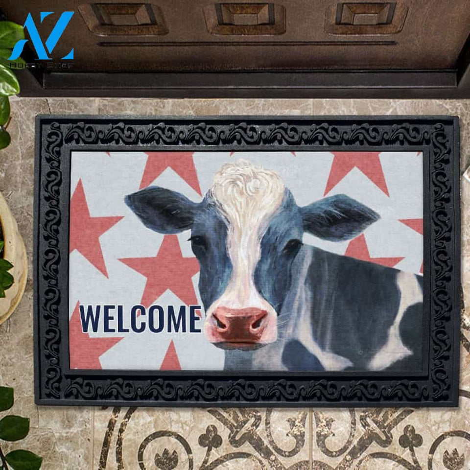 Patriotic Cow Welcome Doormat - 18" x 30"