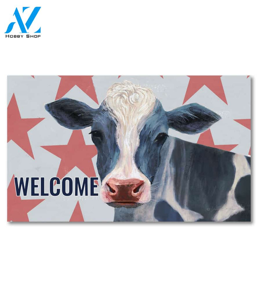 Patriotic Cow Welcome Doormat - 18" x 30"