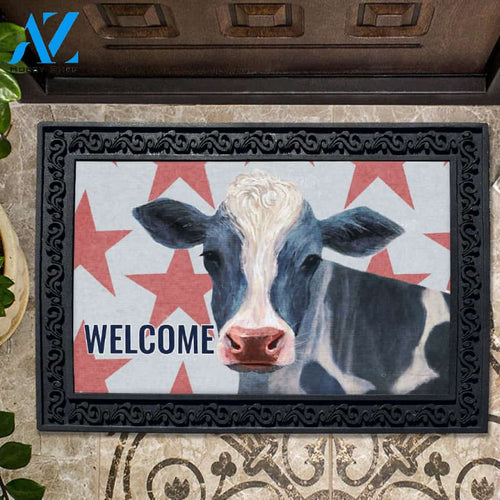 Patriotic Cow Welcome Doormat - 18" x 30"