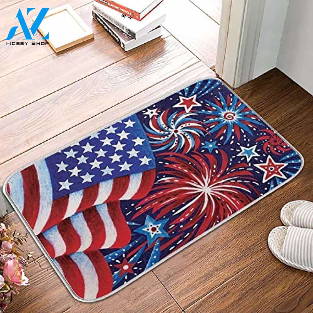 Patriotic Door Mats Us American Flag Floor Mat Indoor and Outdoor Doormat Warm House Gift Welcome Mat Gift for Friend Family
