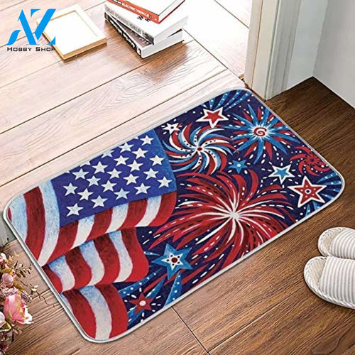 Patriotic Door Mats Us American Flag Floor Mat Indoor and Outdoor Doormat Warm House Gift Welcome Mat Gift for Friend Family