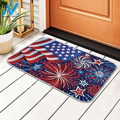 Patriotic Door Mats Us American Flag Floor Mat Indoor and Outdoor Doormat Warm House Gift Welcome Mat Gift for Friend Family