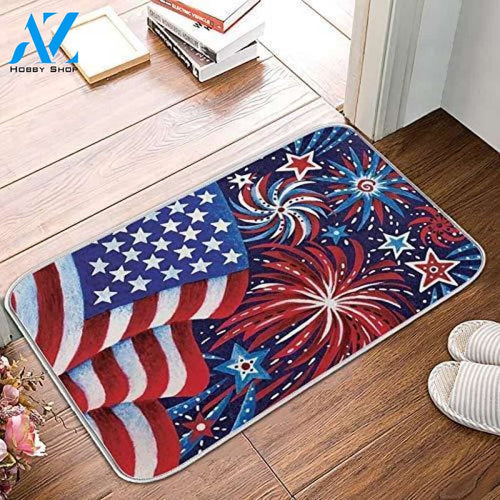 Patriotic Door Mats Us American Flag Floor Mat Indoor and Outdoor Doormat Warm House Gift Welcome Mat Gift for Friend Family