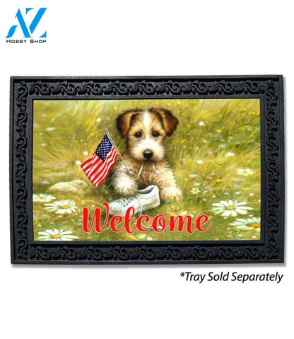 Patriotic Pup in Meadow Doormat - 18" x 30"