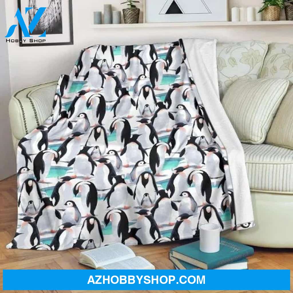 Pattern Print Lovely Penguin Fleece Blanket Home Decor Bedding Couch Sofa Soft And Comfy Cozy