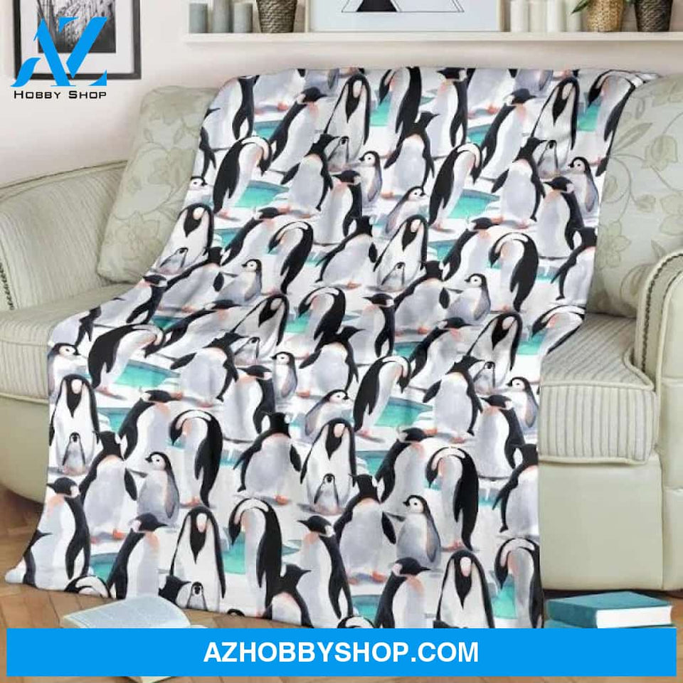 Pattern Print Lovely Penguin Fleece Blanket Home Decor Bedding Couch Sofa Soft And Comfy Cozy