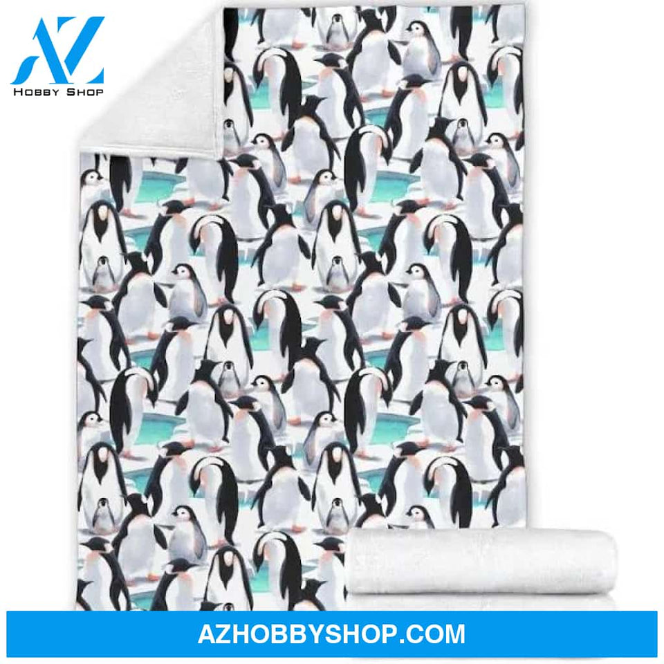 Pattern Print Lovely Penguin Fleece Blanket Home Decor Bedding Couch Sofa Soft And Comfy Cozy