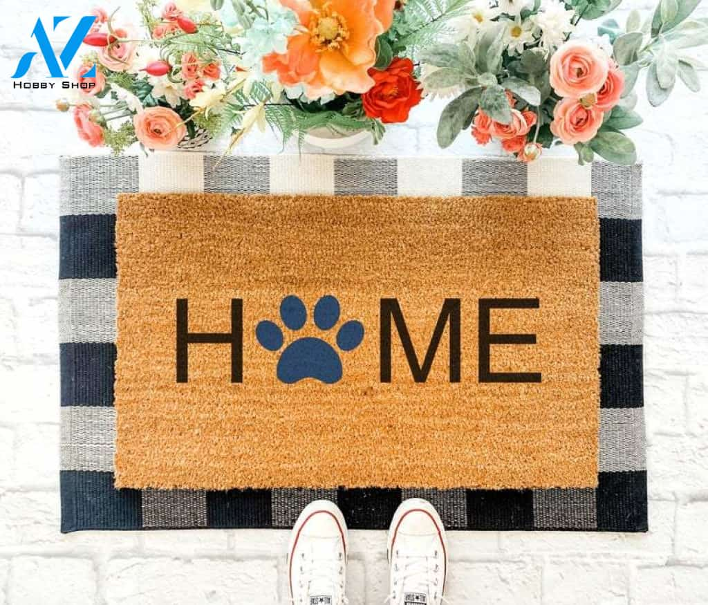 Paw Print Home Doormat, Cute Welcome Mat, Dog Lover, Cat Lover, Pet Gift, Housewarming, Pet Adoption Gift, Gifts For Her, Spring