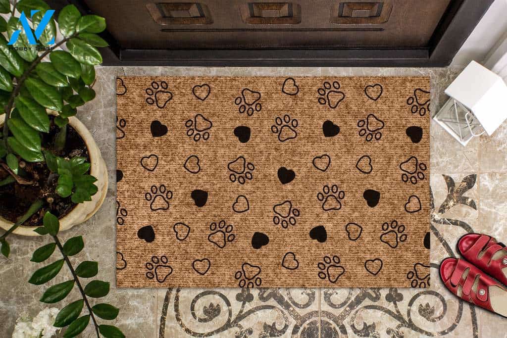 Paws and Hearts Patterned Doormat | Welcome Mat | House Warming Gift