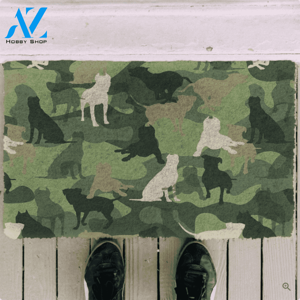 PB Camo Funny Indoor And Outdoor Doormat Warm House Gift Welcome Mat Birthday Gift For Dog Lovers