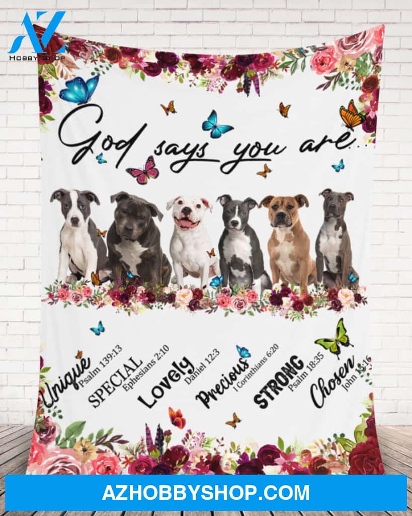 PB Dog - God Says You Are - Floral Butterflies Blanket Gift for Dog Lovers Birthday Gift Home Decor Bedding Couch Sofa Soft and Comfy Cozy