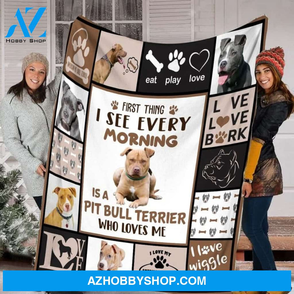 PB Terier Fleece Blanket - I See Every Morning Gift For PB Dog lovers Gfit For Friend Family Home Decor Bedding Couch Sofa Soft And Comfy Cozy