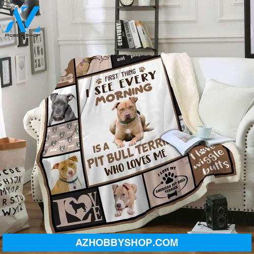 PB Terier Fleece Blanket - I See Every Morning Gift For PB Dog lovers Gfit For Friend Family Home Decor Bedding Couch Sofa Soft And Comfy Cozy