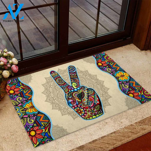Peace Hippie Colorful Mandala Doormat | Welcome Mat | House Warming Gift