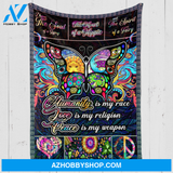 Peace Is My Weapon - Humanity Love Peace Blanket For Hippie Gift For Famer Cow Lovers Couple Vanlentine's Day Decor 