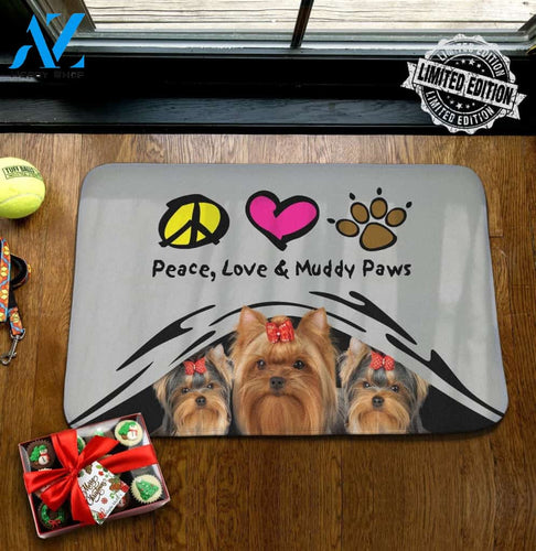 Peace Love and Yorkie Doormat