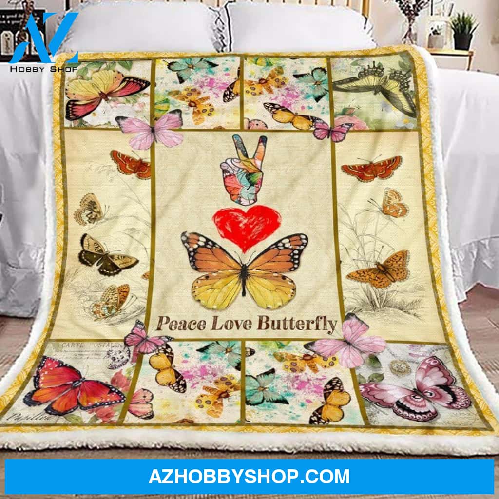 Peace Love Butterfly Fleece Blanket