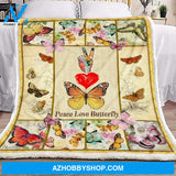 Peace Love Butterfly Fleece Blanket