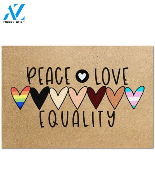 Peace Love Equality Doormat Indoor And Outdoor Doormat Warm House Gift Welcome Mat Home Decor Gift For Equality LGBT Family Friend