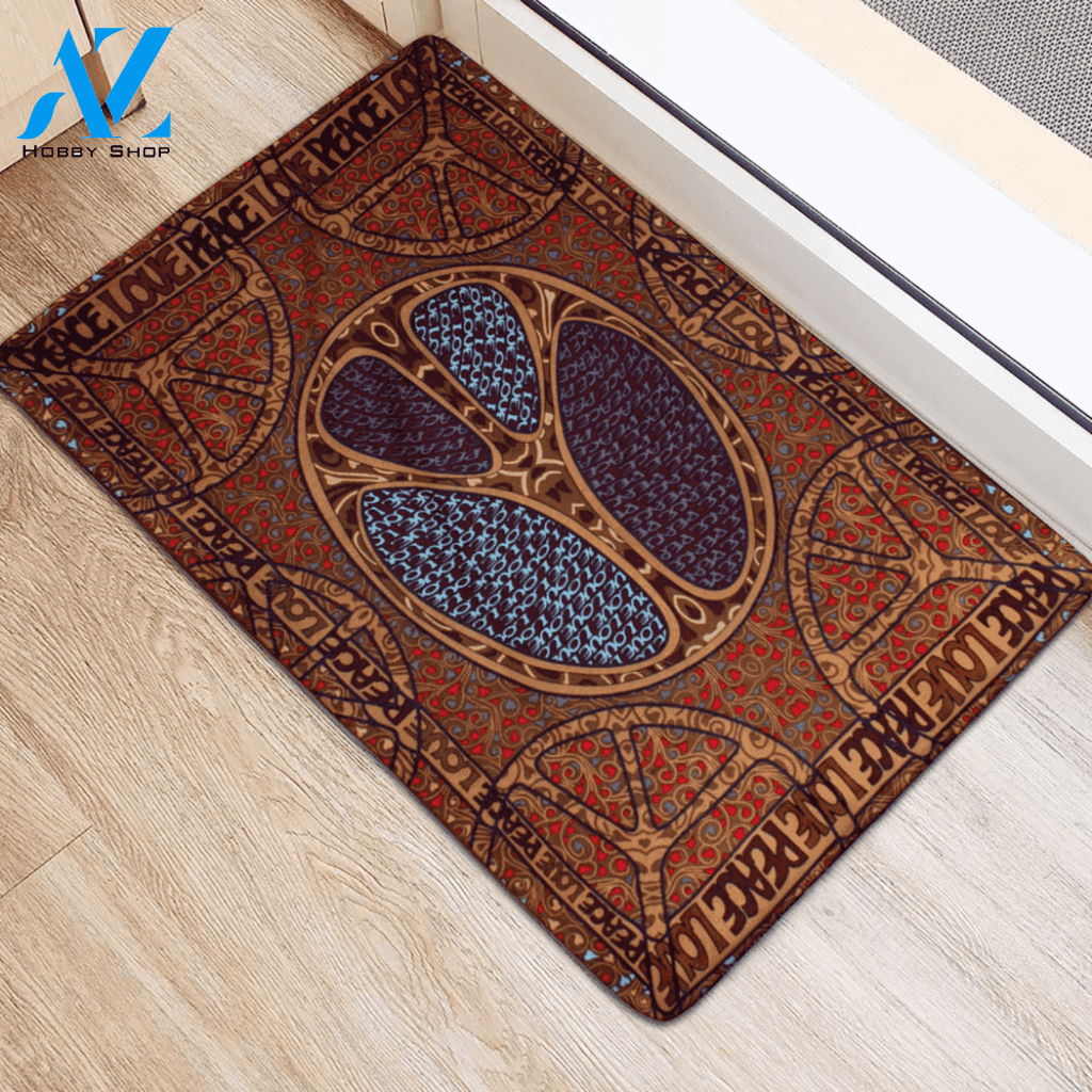 Peace Love Hippie Doormat All Over Print
