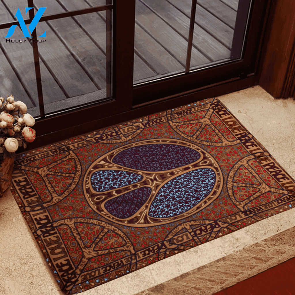 Peace Love Hippie Doormat All Over Print