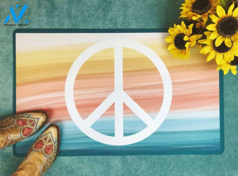 Peace Sign Inspirational Hippie Doormat Welcome Mat Housewarming Gift Home Decor Funny Doormat Gift Idea For Friend Gift For Family