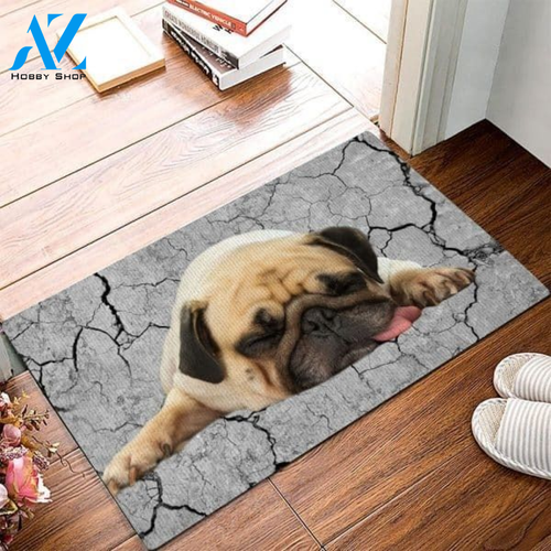 Peaceful Sleeping Pug Doormat