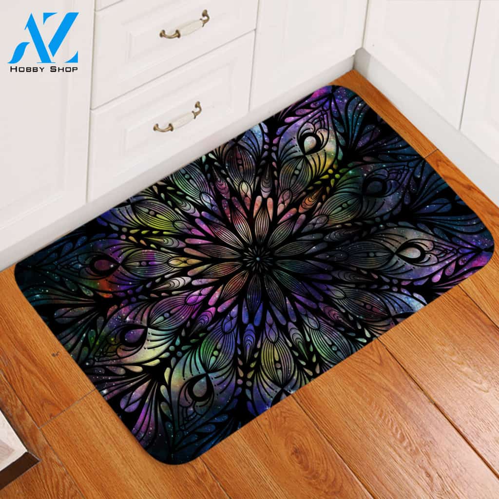 Peacock Feather Door Mat