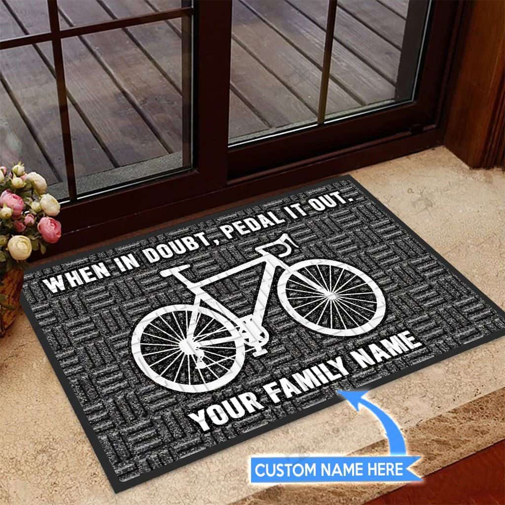Pedal It Outbicycle Personalized Custom Name Doormat Welcome Mat