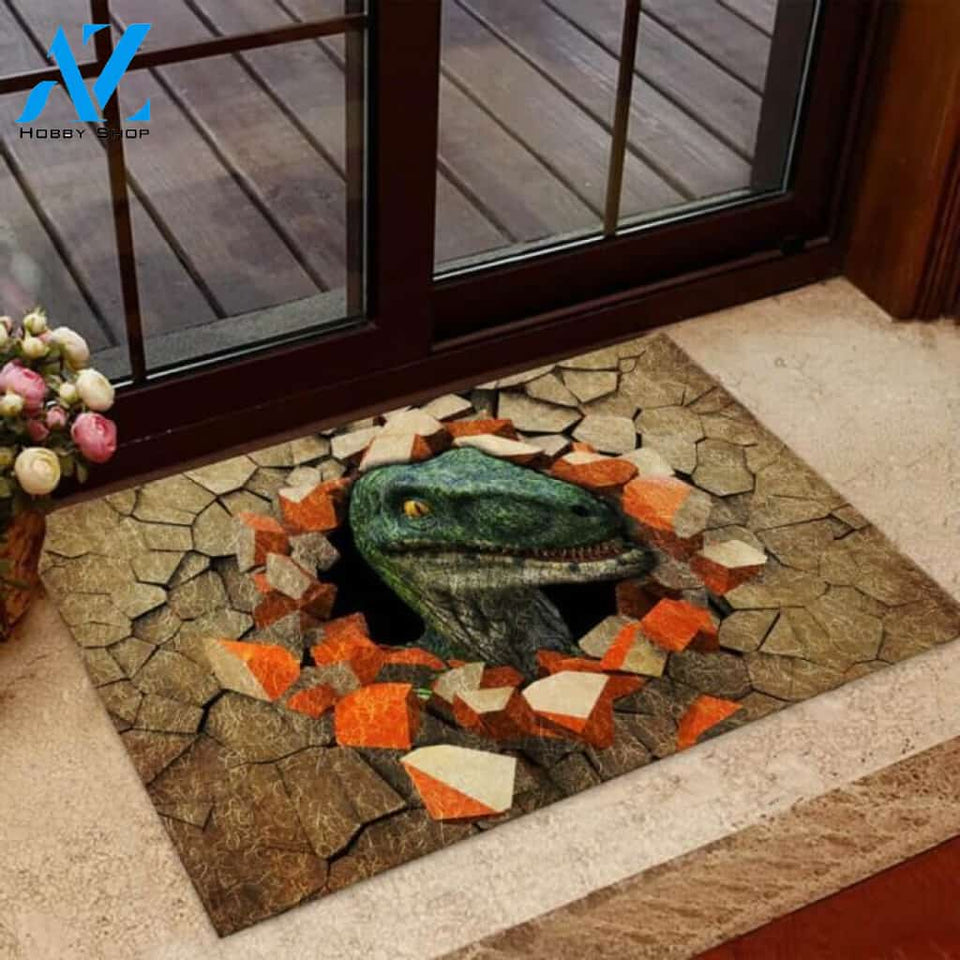 Peeking Dinosaur Crack Doormat | Welcome Mat | House Warming Gift