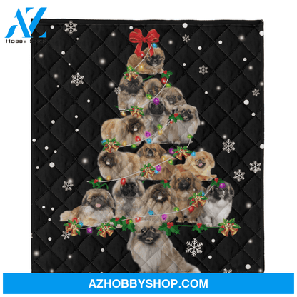 Pekingese Dog Christmas Tree Funny Noel Blanket Gift For Dog Lovers Birthday Gift Home Decor Bedding Couch Sofa Soft and Comfy Cozy