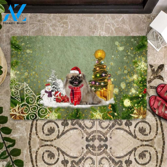 Pekingese Merry Christmas Doormat
