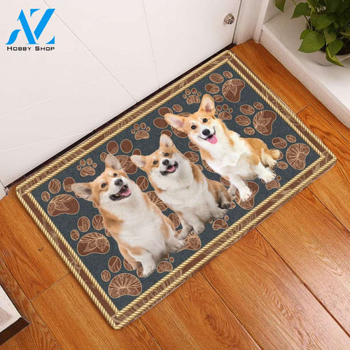 Pembroke Welsh Corgi Floral Paw H6815 - Door Mat | Welcome Mat | House Warming Gift