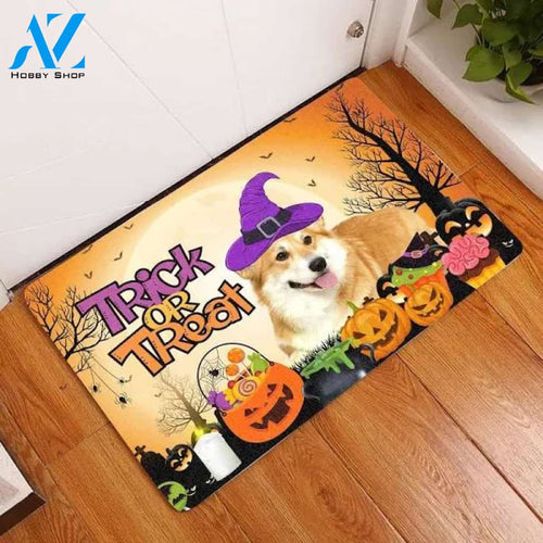 Pembroke Welsh Corgi Halloween Trick Or Treat - Dog Doormat Welcome Mat Housewarming Gift Home Decor Funny Doormat Gift For Dog Lovers
