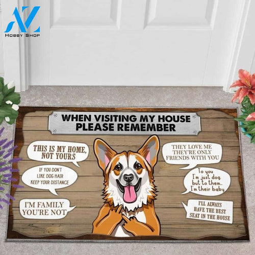 Pembroke Welsh Corgi Please Remember This Is My Home Funny Doormat Gift For Dog Lovers Home Decor Warm House Gift Welcome Mat Halloween Decor