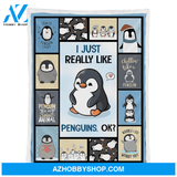 Penguin Blanket, I Just Really Like Penguins Fleece Blanket